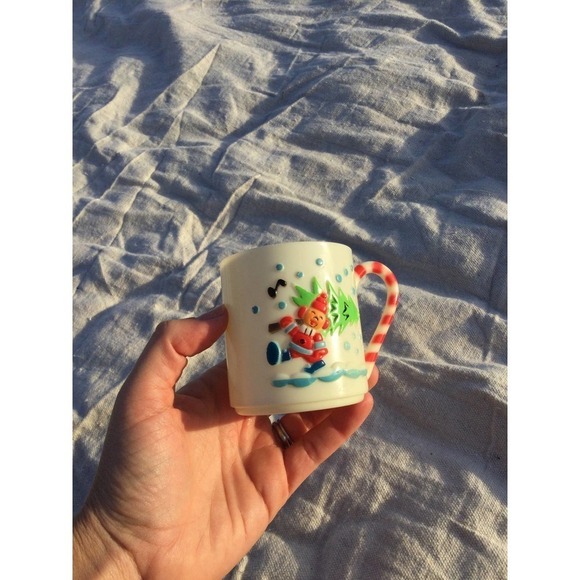 Vintage sterling house plastic cup Christmas tree candy cane elf 1985 - Picture 10 of 10